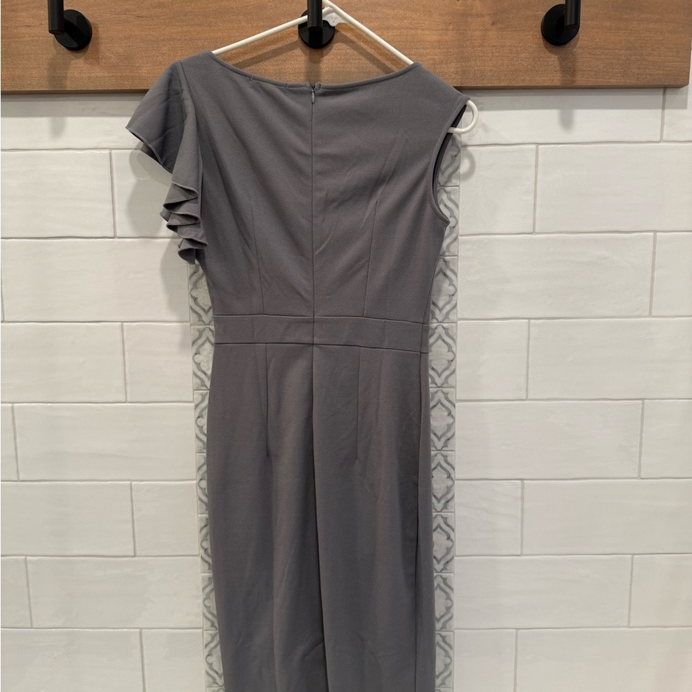 Elegant Gray Ruffle Dress - Picture 2 of 2